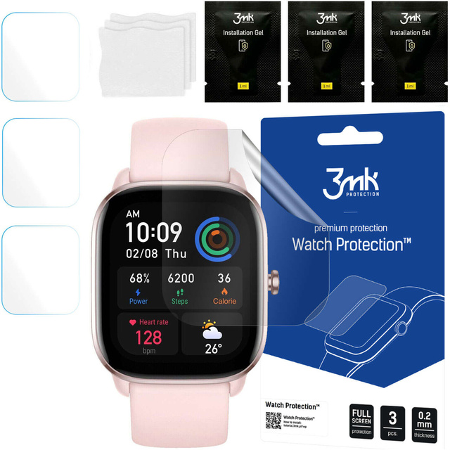 3x захисна плівка для Xiaomi Amazfit GTS 4 46mm 3mk ARC Screen Protector Watch Protection™