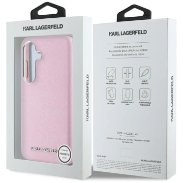 Etui Karl Lagerfeld Saffiano MagSafe do Samsung Galaxy S25 Różowy