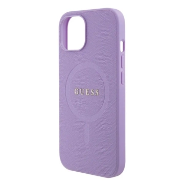Etui Guess GUHMP15SPSAHMCU pro iPhone 15 6,1" fioletovy/fialový pevný obal Saffiano MagSafe