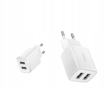 Міцний зарядний пристрій Baseus Compact 2x USB 2.1A 10.5W білий
