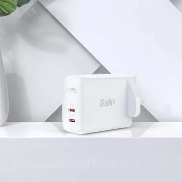 Acefast GaN nástěnná nabíječka (britská zástrčka) 2x USB typ C 50W, napájení, PPS, Q3 3.0, AFC, FCP (A32 UK)