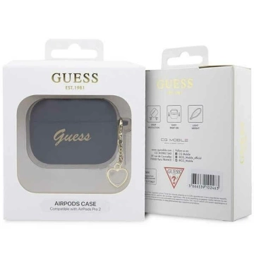 Protective case for headphones Guess GUAP2LSCHSK for Apple AirPods Pro 2 cover black/black Silicone Charm Heart Collection