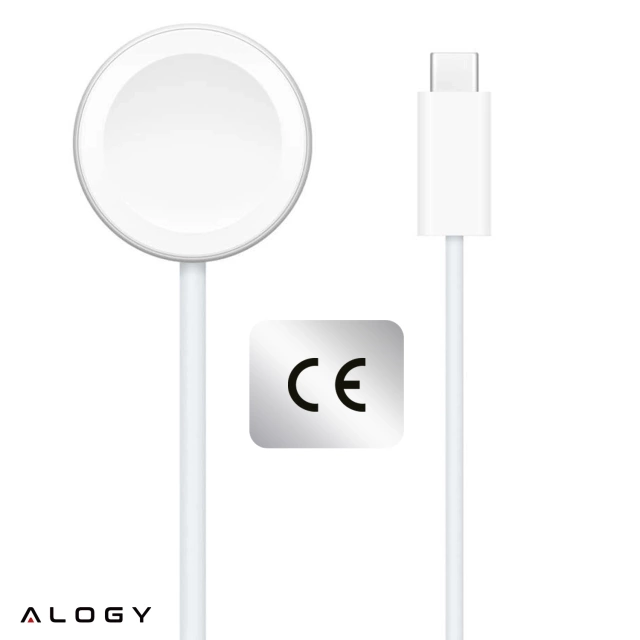 Kabel ładowarka indukcyjna QI magnetyczna Alogy do Apple Watch USB-C typ C 100cm 1M Biała