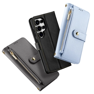Шкіряний чохол для Samsung Galaxy S25 Ultra Dux Ducis Lava сірого кольору