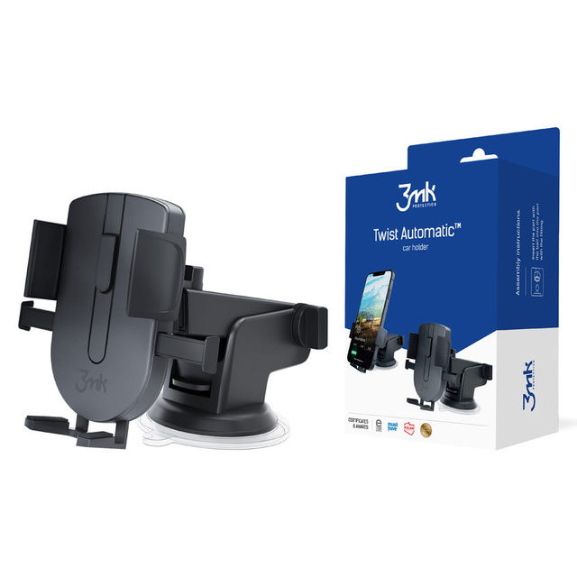 Car phone holder 3mk Twist Automatic Car Holder for cockpit/window Black