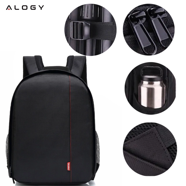 Waterproof backpack Alogy bag for camera photographic equipment and accessories capacious Black and red