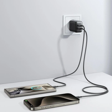 Мережевий зарядний пристрій Joyroom USB-C / USB-A 25 Вт SFC / PPS / PD - чорний