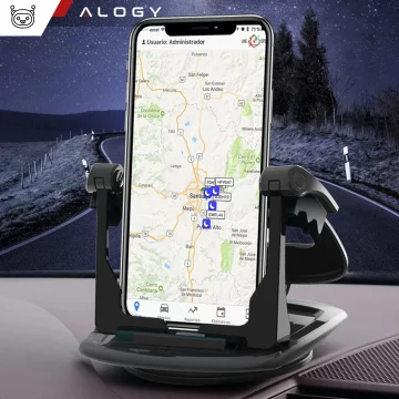 Uchwyt samochodowy na telefon gps kokpit deskę samochodu auta obrotowy 360 stopni do telefonu 6.5" Alogy Czarny