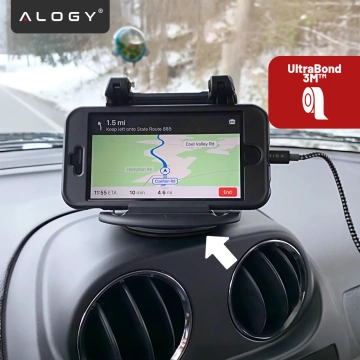 Auto-GPS-Telefonhalter, Cockpit, Auto, Armaturenbrett, Autos, drehbar um 360 Grad, für 6,5-Zoll-Alogy-Telefon, Schwarz