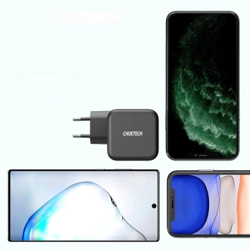Nabíječka Choetech GaN USB Typ C 60W Napájení USB Typ C - Kabel USB Typ C 1,8 m černý (Q6006)