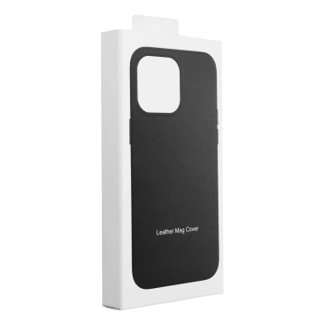 Leather Mag Cover case compatible with MagSafe for Apple iPhone 15 Plus black