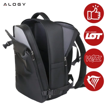 Pánsky dámsky cestovný ruksak na notebook na kufor Batožina do lietadla Práca do školy 45x30x20cm Alogy Unisex Čierna