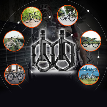 Platform bicycle pedals for MTB bicycles, aluminum 9/16" Black aluminum set [2 pcs.]