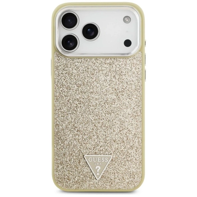 Etui Guess Glitter Triangle Logo MagSafe na iPhone 17 Pro Max - Złote
