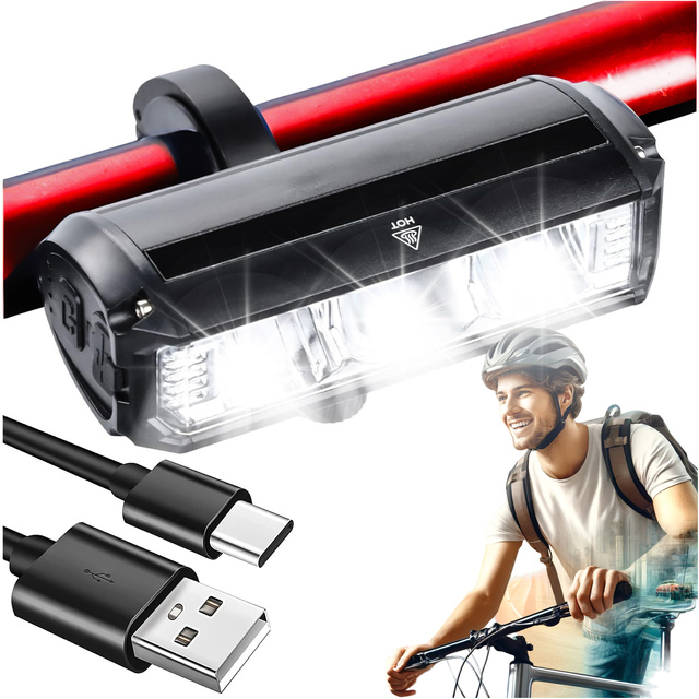 Bicycle light front halogen LED light bicycle lighting for the front bike handlebar Mocna 900lm Alogy 610 black