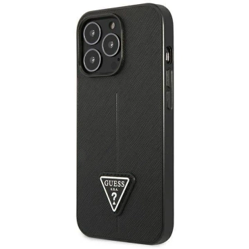 Etui Guess GUHCP13LPSATLK do Apple iPhone 13 Pro / 13 6,1" čierne/čierne pevné puzdro SaffianoTriangle Logo