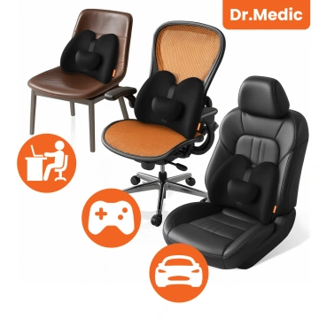 Poduszka samochodowa masująca lędźwiowa – ergonomiczne wsparcie pleców i odcinka lędźwiowego, elektryczny masażer z wibracjami i regulacją wysokości dla kierowcy i pasażera – Dr.Medic RelaxLumbar™