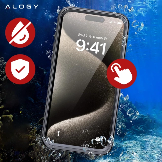 Pouzdro pro Apple iPhone 15 Pro Armored 360 pouzdro pro Mag Safe voděodolné Armor IP68 Alogy černé