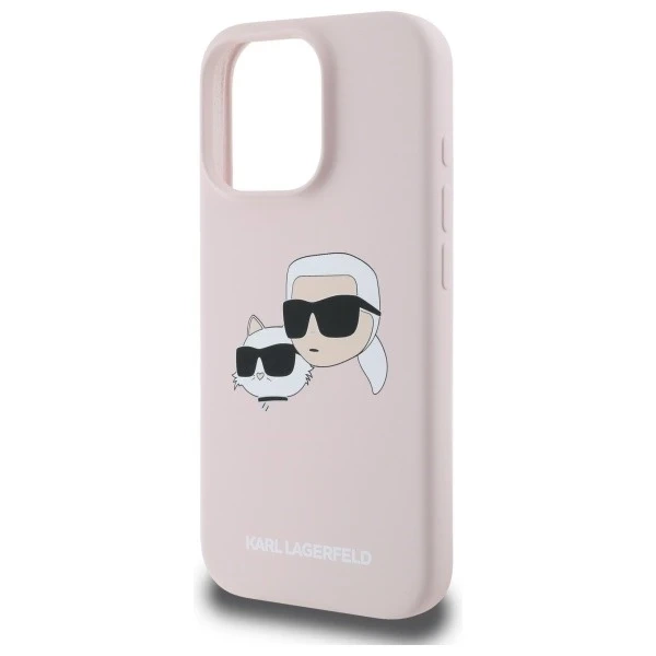 Etui Karl Lagerfeld Silicone Double Heads Print MagSafe do iPhone 16 Pro Max Pink