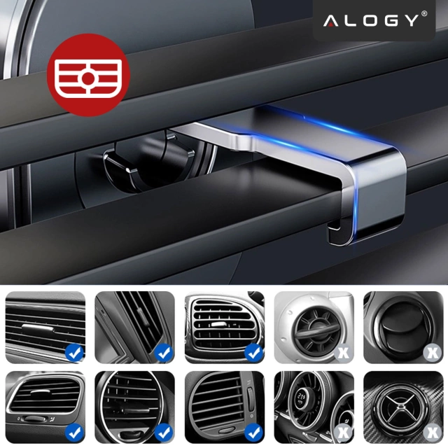 Car phone holder, window, grille, cockpit, dashboard, car, car, for 7" phone Alogy 3in1 Black Organizer