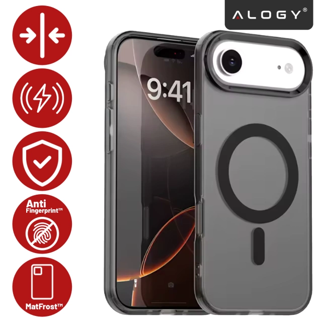 Case for Apple iPhone 16 Pro Max Alogy MagSafe Hybrid Matte Case with Lens Protection Black