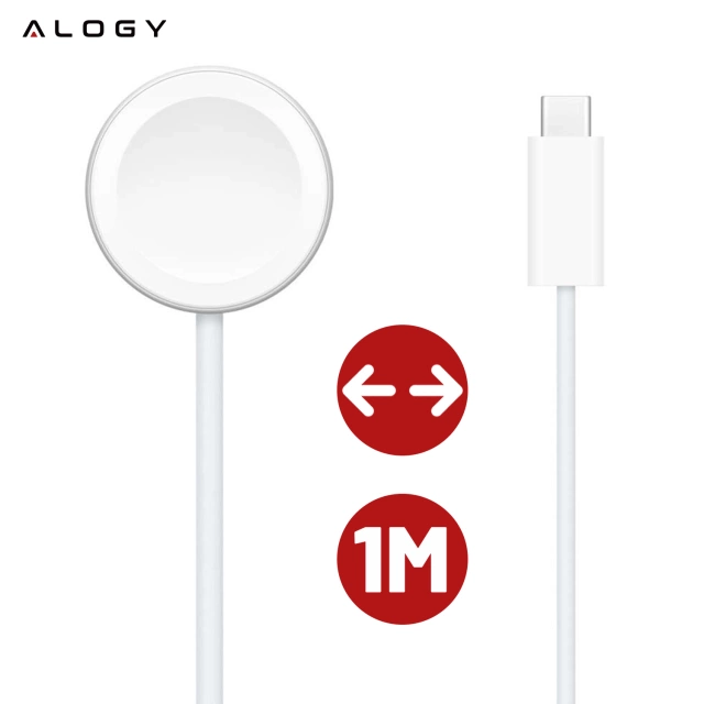 Alogy magnetický QI indukčný nabíjací kábel pre Apple Watch USB-C typ C 100cm 1M biely