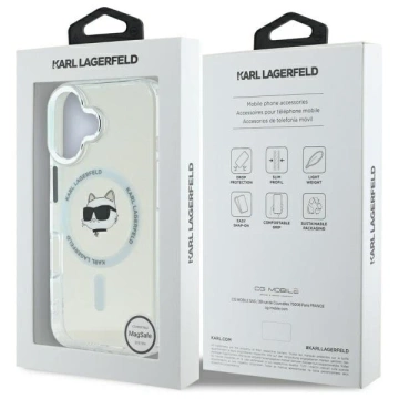 Чохол Karl Lagerfeld для iPhone 16 6.1" White Hardcase IML Metal Choupette Head MagSafe