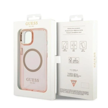 Etui Guess GUHMP14MHTCMP pre Apple iPhone 14 Plus 6,7" ružové/ružové pevné puzdro Gold Outline Translucent MagSafe