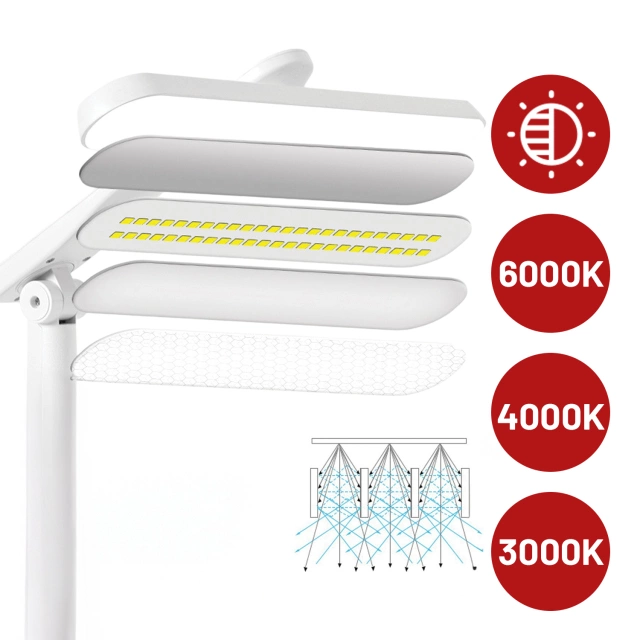 LED stolová lampa Nočná USB stolová lampa Dotykovo nastaviteľný organizér a stojan na telefón biely