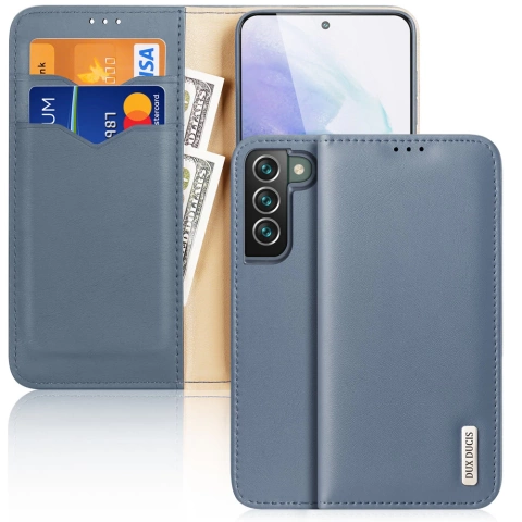 Dux Ducis Hivo Leather Flip Cover Genuine Leather Wallet For Cards And Documents Samsung Galaxy S22 (S22 Plus) Синій