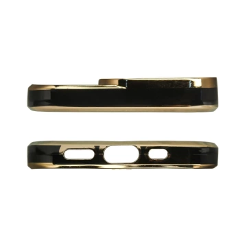 Módne puzdro pre Samsung Galaxy A12 5G Gold Frame Gel Cover Black