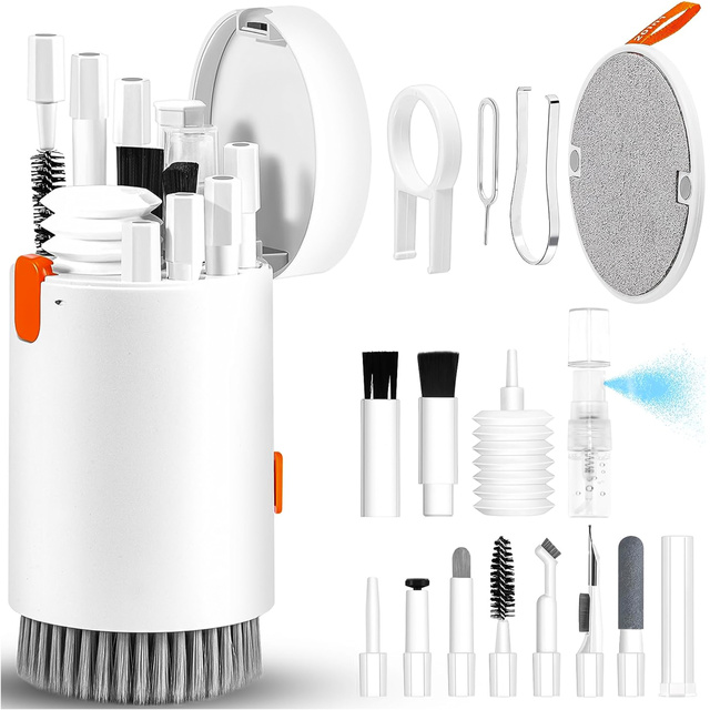 20in1 cleaning set for cleaning the phone keyboard, headphones, multifunctional cleaner, brush, Alogy Set, white