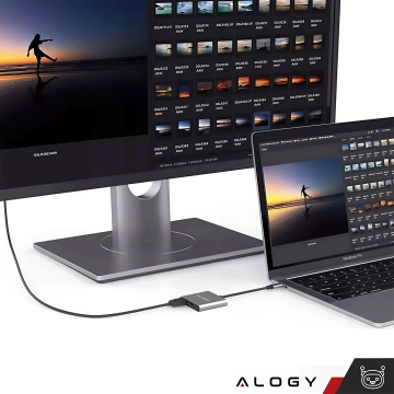 HUB 3in1 Adapter USB-C auf HDMI USB-A USB-C 4K 60Hz Alogy grau