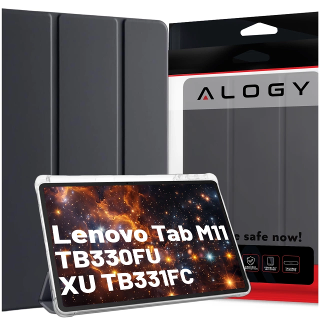 Чохол для Lenovo Tab M11 10.95" TB330FU/TB330XU/TB331FC Smart Case Pencil with Flip Alogy Housing Black and Transparent