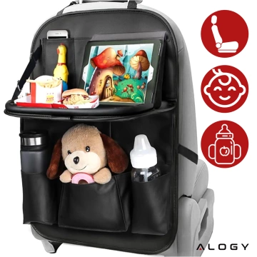 Organizér do auta, cestovný stolík, chránič autosedačky, operadlo, sedák Alogy Black