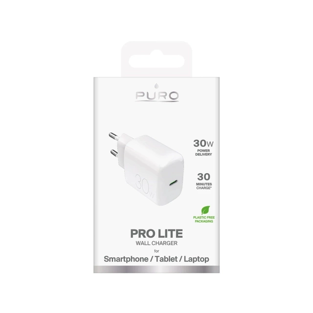 Puro PROLITE 30W USB-C Wall Charger White Fast Charging