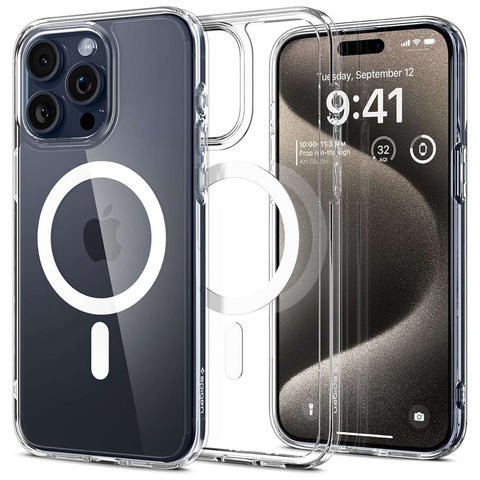 Case for iPhone 15 Pro Max Spigen Ultra Hybrid MagFit for MagSafe Protective Phone Case White