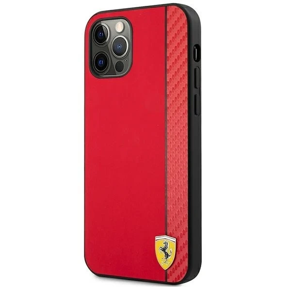 Ferrari iPhone 12 Pro Max 6.7" case red/red hardcase On Track Carbon Stripe
