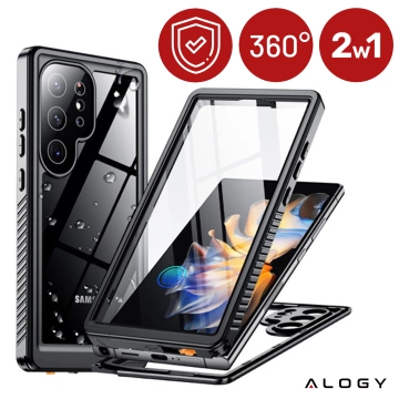 Hülle für Samsung Galaxy S24 Ultra Armored Waterproof IP68 360 Armor Case für Mag Safe Alogy schwarz