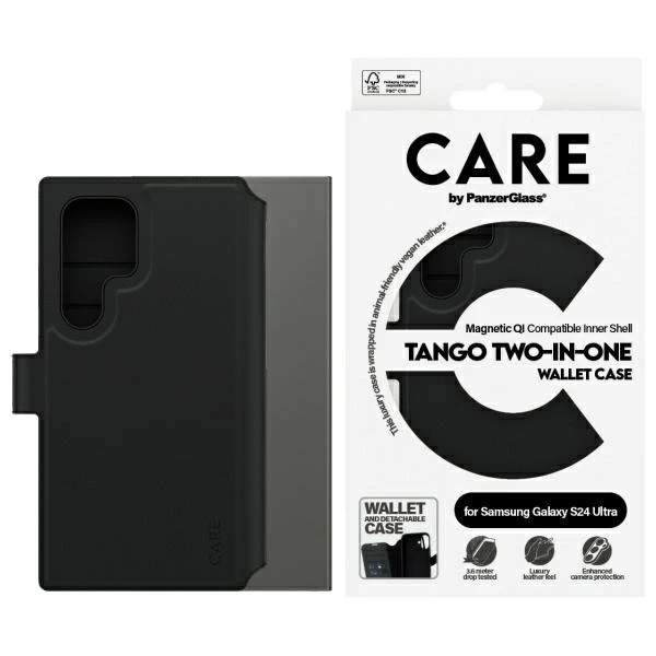 Case for Samsung Galaxy S24 Ultra CARE by PanzerGlass Feature Tango Wallet 2in1 Black