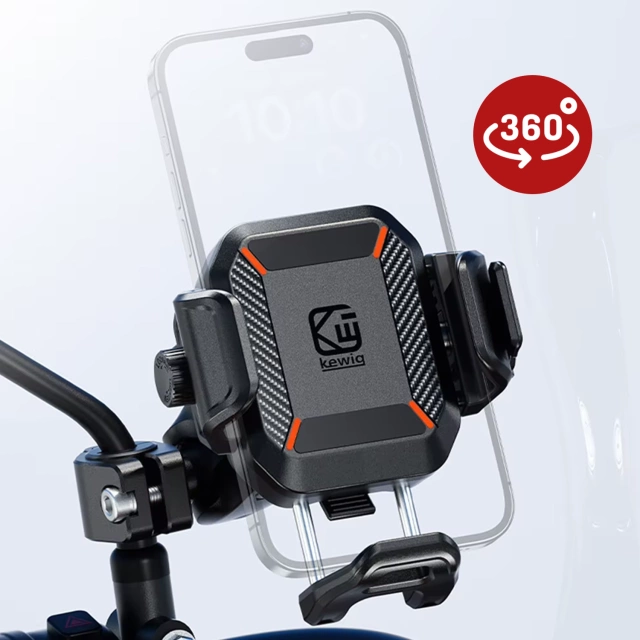 Мототримач KEWIG M11B для телефону з зарядним пристроєм QC 3.0 15W Qi Чорний