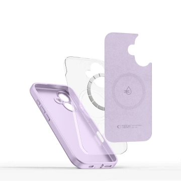 Tekutý silikónový obal Etui Tech-Protect MagSafe pre iPhone 16e, fialový