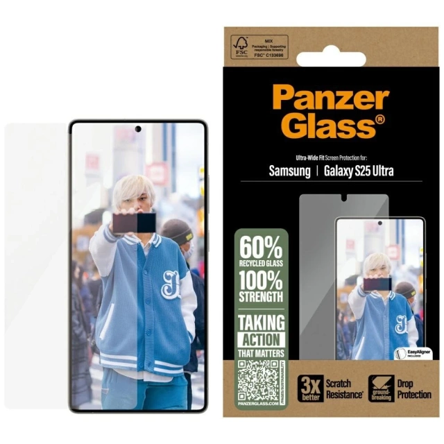 Gehärtetes Glas für Samsung Galaxy S25 Ultra PanzerGlass Ultra-Wide Fit
