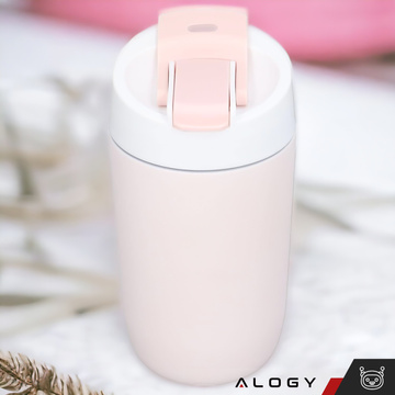 Thermal mug thermos with a spout and a straw for coffee, yerba mate tea, 480ml, vacuum bottle Alogy Steel Pink