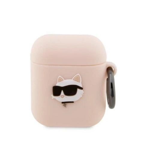 Захисний чохол для навушників Karl Lagerfeld KLA2RUNCHP for Apple AirPods 1/2 cover pink/pink Silicone Choupette Head 3D