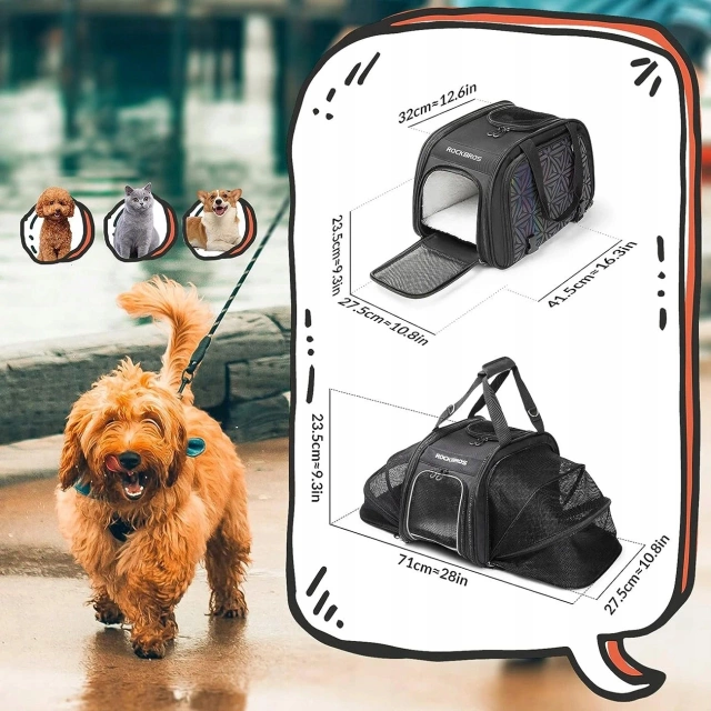 Rockbros 30140028001 Bike Bag Transport for Cats and Dogs - Black