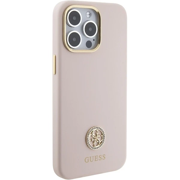 Guess GUHCP15XM4DGPP puzdro pre iPhone 15 Pro Max 6,7" ružovo-ružové pevné puzdro Silicone Logo Strass 4G
