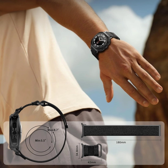 Pásek na chytré hodinky Nylonový pásek na hodinky pro Samsung Galaxy Watch Ultra 47 mm černý