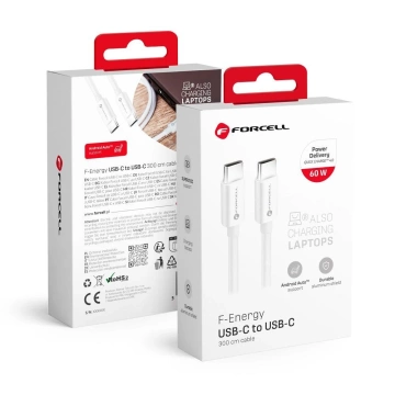 Nabíjací kábel USB-C do USB-C 60W 3m Forcell C338 QC 4.0 PD Smart Charge