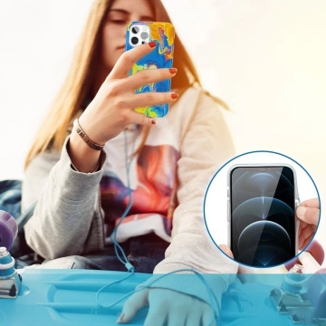 Barevné pouzdro Kingxbar Watercolor Series pro iPhone 12 Pro / iPhone 12 žlutomodré